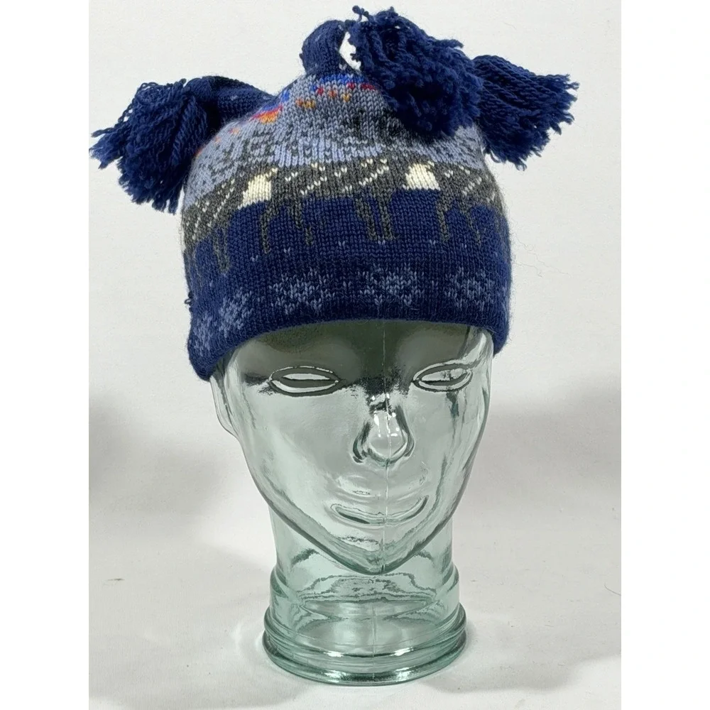 Maria Lammi Nordic Pom Beanie Hat Fair Isle Cottagecore Cozy Winter Knit